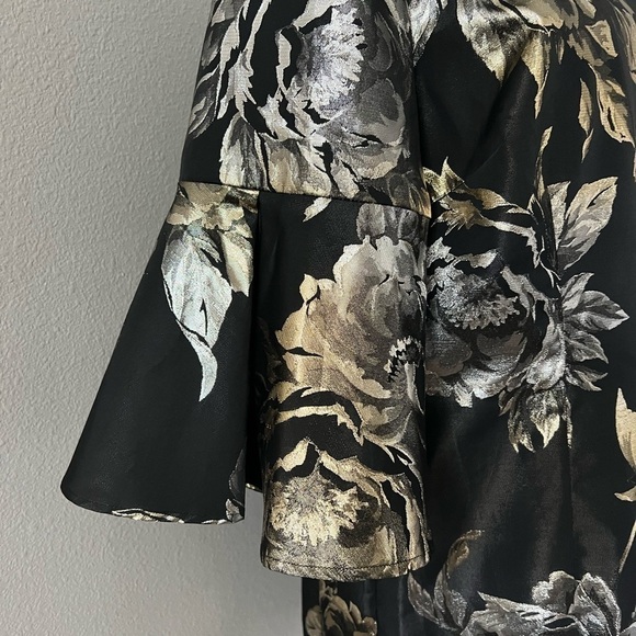 Trina Turk Rachelle Gold Floral Jacquard Formal Dress - Picture 3 of 6